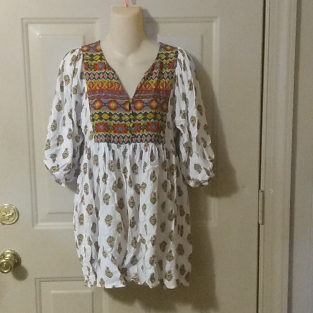 Umgee Festival Boho Hippie Peasant Top Blouse Tunic